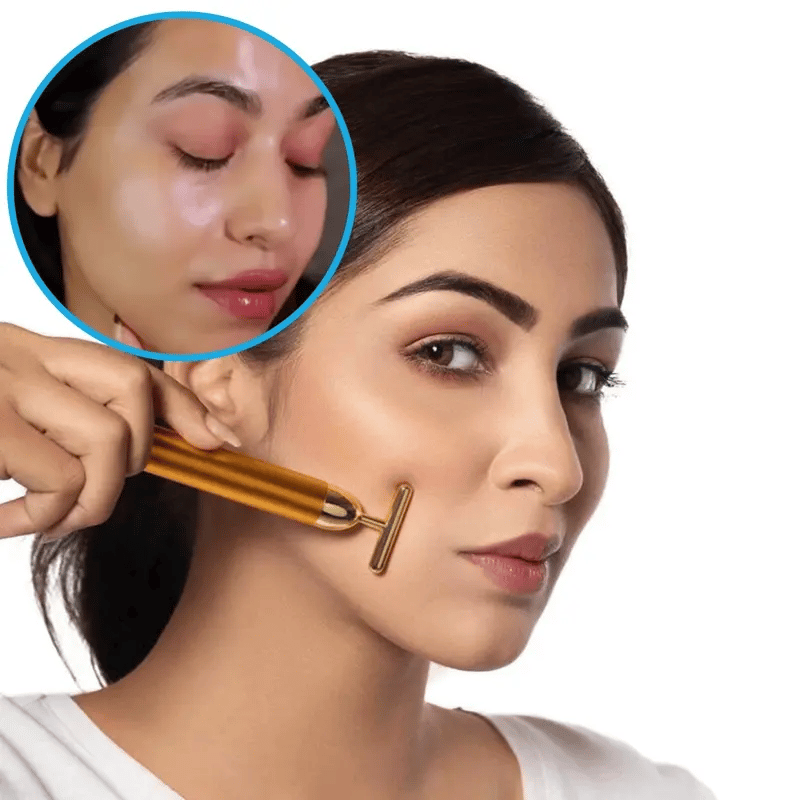 24K Gold Energy Beauty Bar Electric Facial Massage Roller sgxsqu-i1