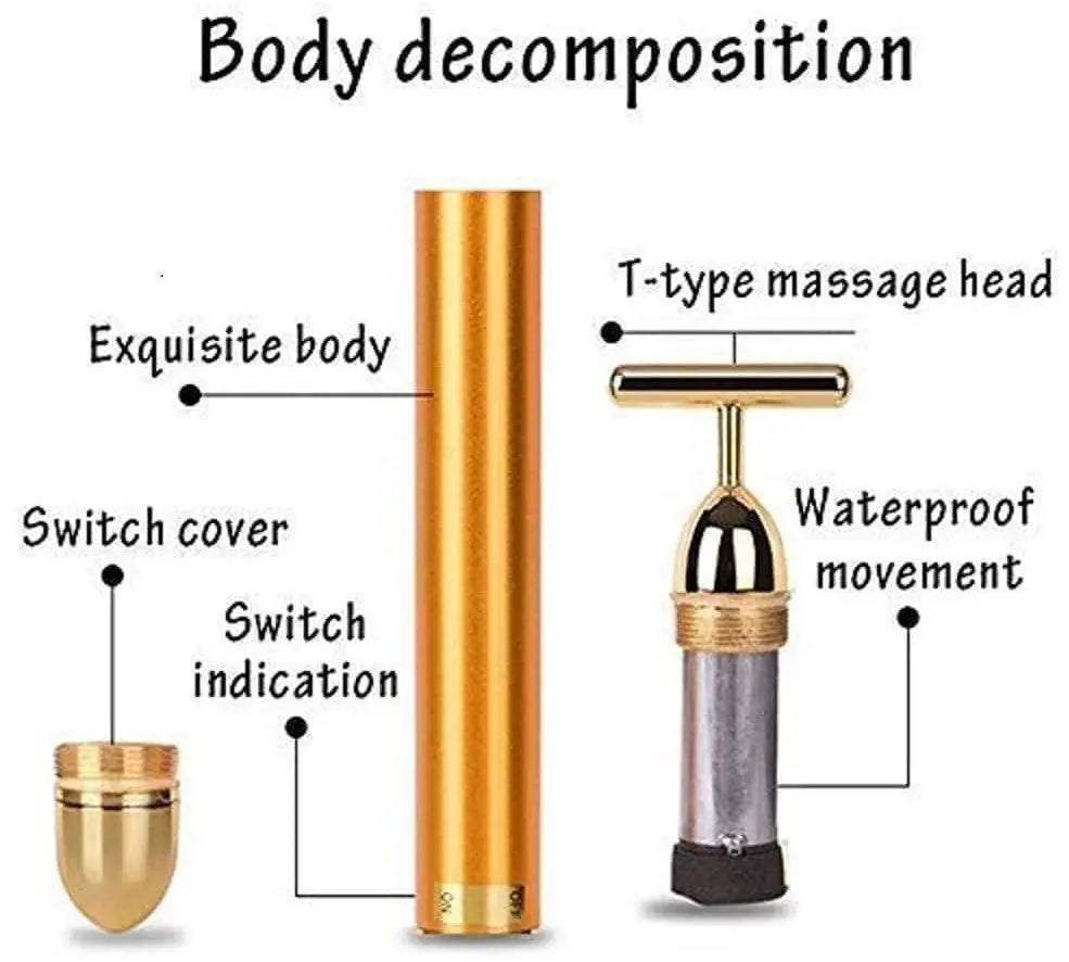 24K Gold Energy Beauty Bar Electric Facial Massage Roller sgxsqu-i1