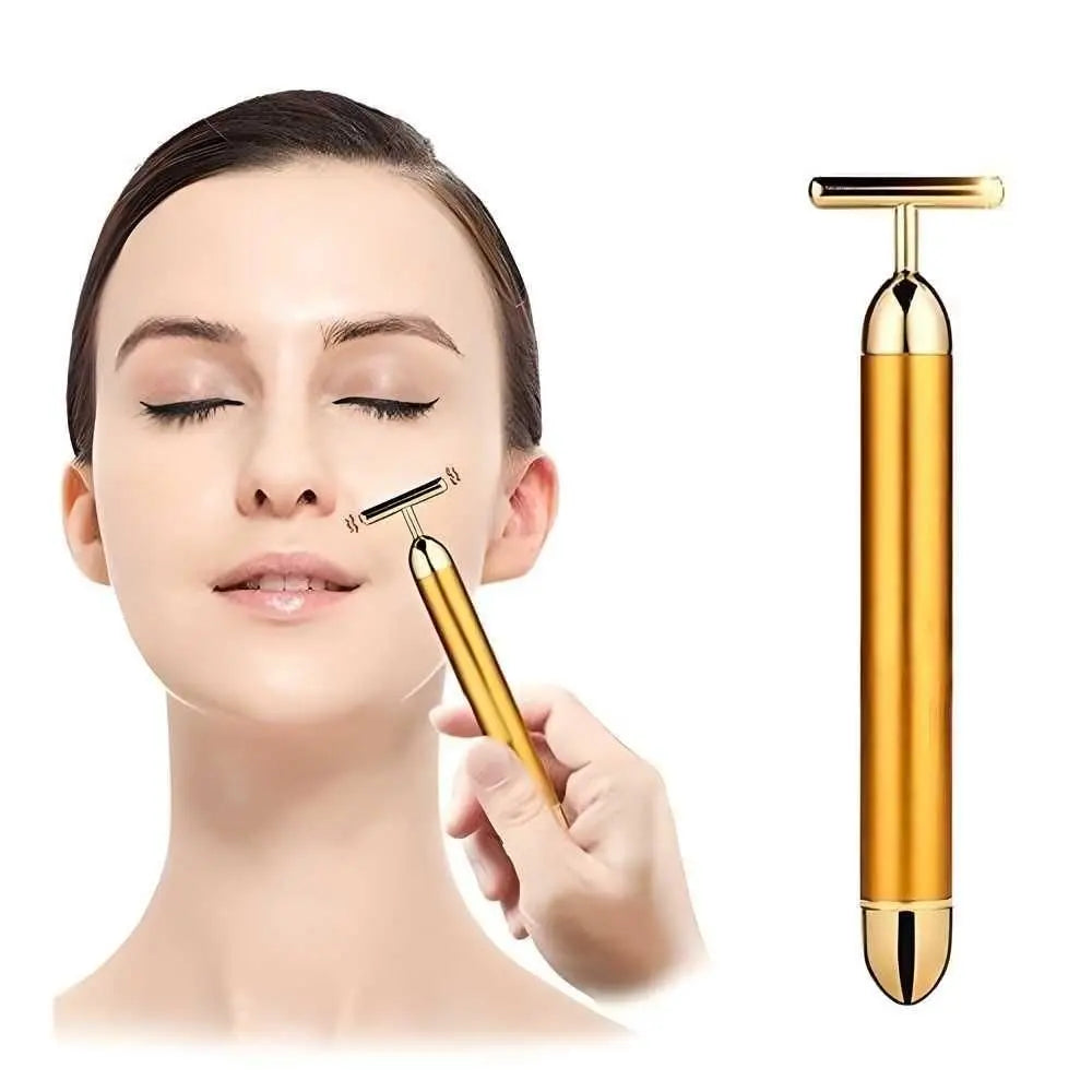 24K Gold Energy Beauty Bar Electric Facial Massage Roller sgxsqu-i1